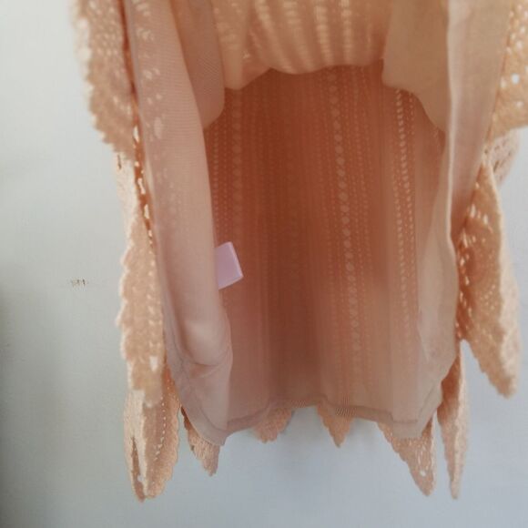 Temperley London Blush Peach Linen Cotton Blend Boho Cottagecore Crochet Dress 6 - Picture 14 of 15